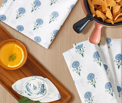 Bedding Craft Printed Dinner Napkins Set of 12 – 18x18 Mushroom Design with 1" Fold – Durable Stylish Fabric Napkins for Dining, Table Décor & Everyday Use