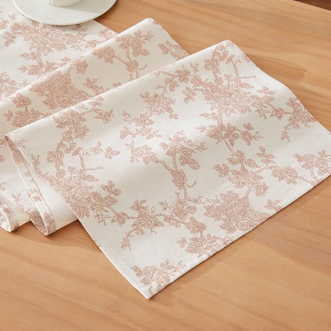 French Pastoral Farmhouse Table Runners, 13x48 Inch Taupe | 100% Organic Cotton by Unknown
