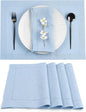 D'Moksha Homes Powder Blue Linen Cloth Placemats Set of 4-100% Pure Linen Hemstitch Placemats 14 x 19 Inch - Classic Hemstitch Table Place Mats for Spring, Easter - Handcrafted and Machine Washable