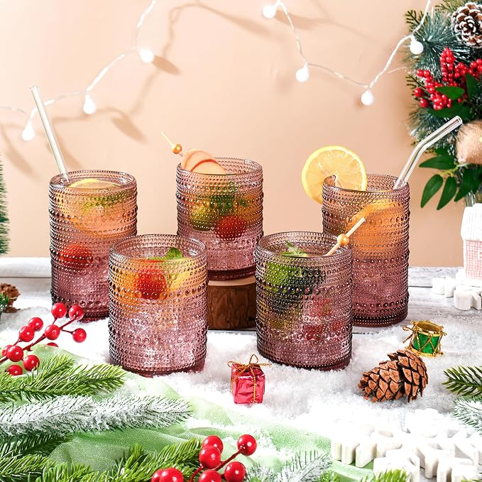 KMIGRUAN Hobnail Drinking Glasses Set of 12, 15Oz & 12Oz Cocktail Glasses | - Image 3