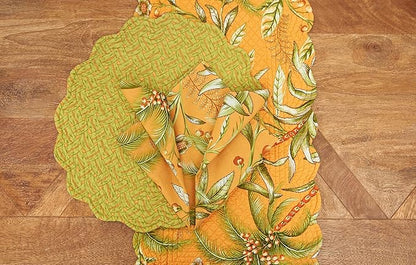 C&F Home Barbados Sunset Flowers Vintage Quilted 100% Cotton Set of 6 Placemats 13" x 19" Coastal Beach House Nautical Home Kitchen Dinner Dining Table Tabletop Reversible Machine Washable Scalloped
