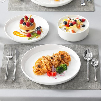 MALACASA Plates and Bowls Sets, 12 Pieces Porcelain Dinnerware Sets Dishware - Image 8