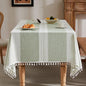 ZeeMart Contrast Linen Table Cloth Square Table Cloths 52x52 Inch Mid-Stripe Green, Farmhouse Style Heavy Weight Sage Green Tablecloth, Water Resistant Burlap Tablecloths