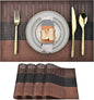 SLKQG Brown Placemats Set of 4 - Easy Clean Modern Durable Washable Vinyl Place Mats - Heat Resistant Placemats for Kitchen Table - PVC Table Mats for Dining Table (Brown Black, 4)