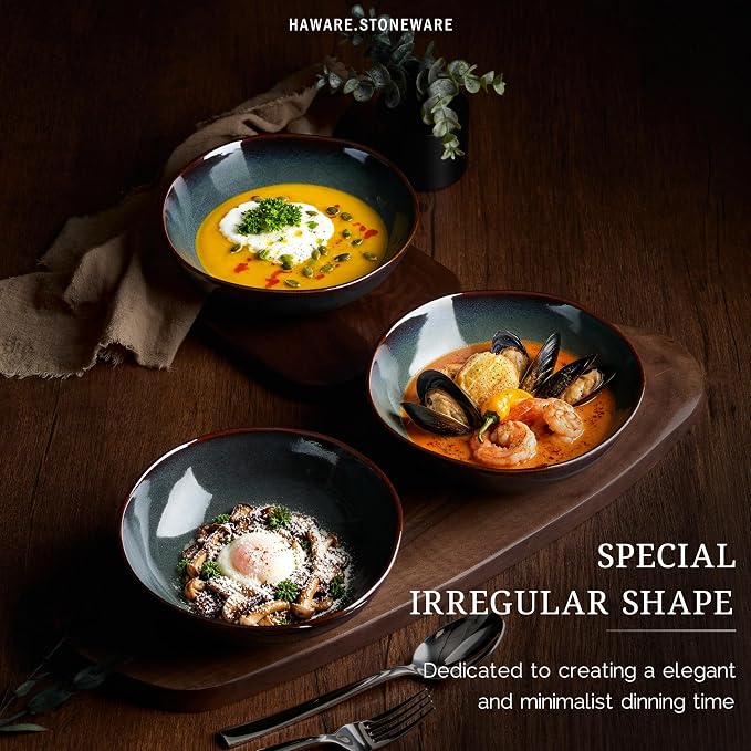 HaWare Cereal Bowls, 26oz Stoneware Serving Bowls Set of 4, - Image 4