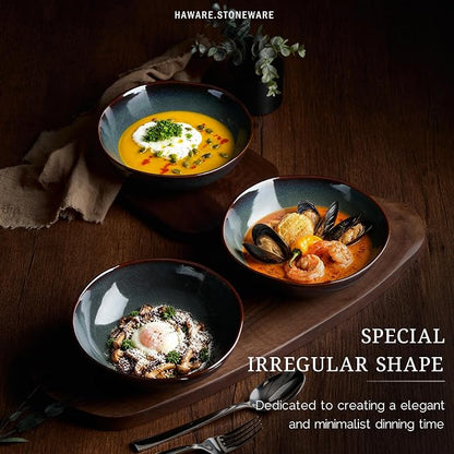 HaWare Cereal Bowls, 26oz Stoneware Serving Bowls Set of 4, - Image 4