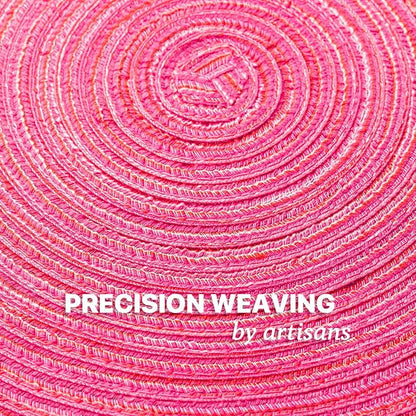 Round Placemats Set of 8 Woven Placemats Washable Braided Table Mats for Dining Table Heat Resistant Non-Slip Circle Place Mats(Pink)