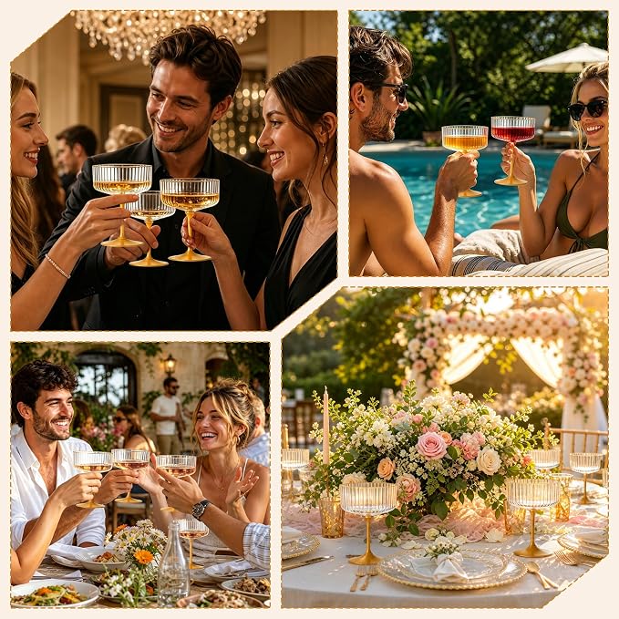 12PCS Plastic Martini Glasses, Unbreakable Reusable Champagne Coupe, Removable - Image 7