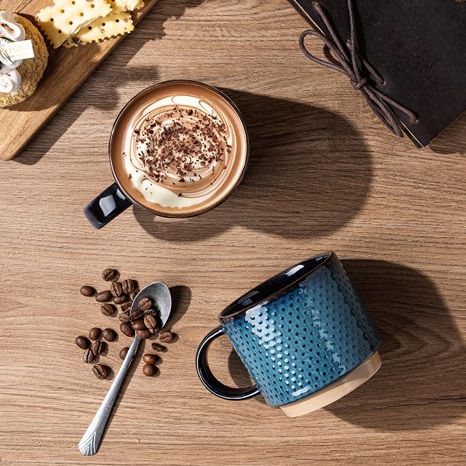 GBhome 15 OZ Stackable Coffee Mugs Set of 4, Ceramic Coffee Cups Set | 4 - Image 2