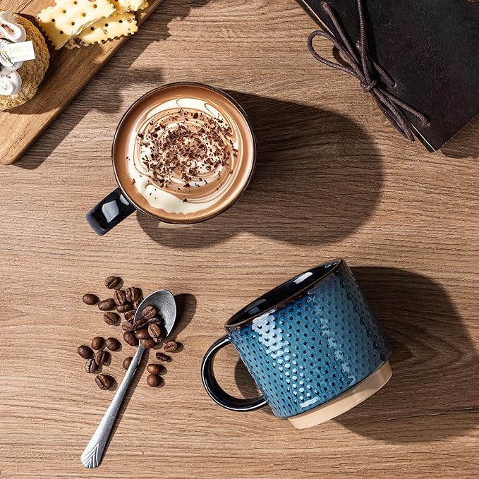 GBhome 12 OZ Stackable Coffee Mugs Set of 4, Ceramic Coffee Cups Set | 4 - Image 2