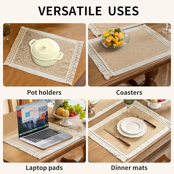 Coffee Scroll Linen Table Runner - Image 6