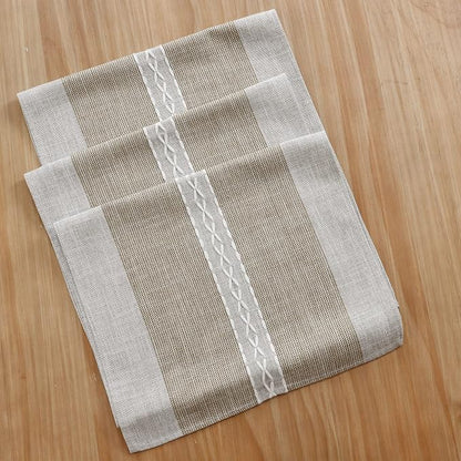 NEWISHER Farmhouse Braided Striped Embroidery Table Runner 108 inches Brown | - Image 7