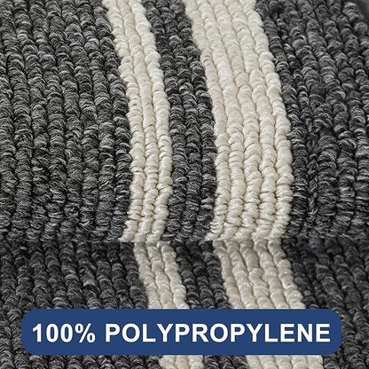 COSY HOMEER Kitchen Rugs Non-Slip 20x30/20x48 Inch Thick Polypropylene Standing Mat for Home Machine Washable, Black Frame
