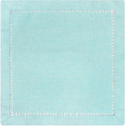 Grelucgo Set of 4 Handcrafted Solid Aqua Color Dinner Napkins, - Image 2