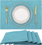 homing Cotton Linen Placemats Set of 4, Cloth Washable Farmhouse Dining Table Mats for Indoors & Outdoors, Easy to Clean, Light Blue, 13 x 19 Inch