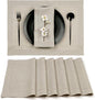 D'Moksha Homes Linen Placemats Set of 6 - Classic Hemstitch Natural Placemats 14 x 19 Inch - 100% Pure Linen Table Mats for Valentines, Spring, Easter - Handcrafted and Machine Washable