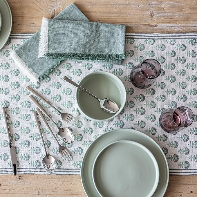 Over&Back 18x108 Hand-Blocked Printed Cotton Table Runner - Image 7