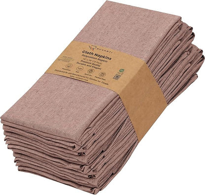Ruvanti Cloth Napkins Set of 12, 18x18 Reusable, Cloth Washable, Soft & Durable Table Napkins, Polycotton Dinner Napkins for Parties, Christmas, Thanksgiving, Weddings -Rust Dark