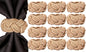 ALPHA Living HOME Round Jute Woven Napkin Rings, Water Hyacinth Easter Napkin Rings Set of 12 Napkins Holder for Elegant Table Decoration, Christmas Table Decor, Wedding Decor (Brown)