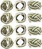 ALPHA Living HOME Modern Woven Napkin Rings Set of 12 - Green/White Polyester & Jute Table Decor for Weddings, Parties & Everyday Dining - Elegant & Durable Accessories (Green White)