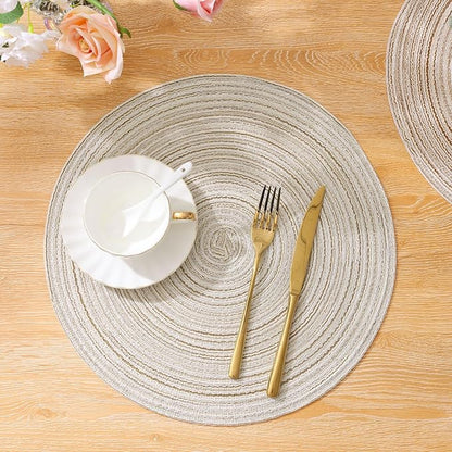 SHACOS Round Braided Placemats Set of 4 Washable Table Placemats Cotton - Image 6