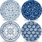 4 Set 10 Inch Blue White Porcelain Dinner Plates Melamine Blue White Floral by Afniimyapt