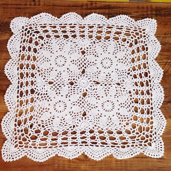 Cotton Handmade Crochet lace Table Runners Square Tablecloth Doilies Doily - Image 6