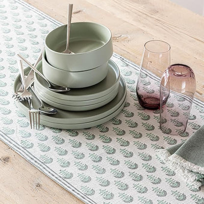 Over&Back 18x108 Hand-Blocked Printed Cotton Table Runner - Image 8