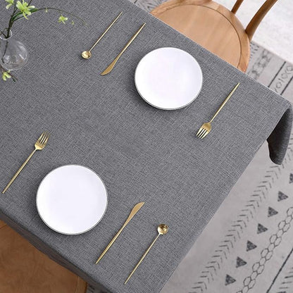 maxmill Flaxy Faux Linen Table Cloth with 2-Tone Slubby Texture Wrinkle Resistant Anti-Shrink Soft Tablecloth for Kitchen Dining Tabletop for Banquet Parties Rectangle 60 x 140 Inch Charcoal