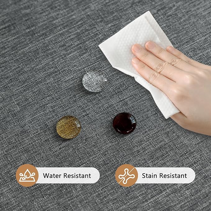 Fabric Rectangle Grey Tablecloth 60 x 102 Inch Faux Linen Textured Stain Resistant & Reusable Rectangular Gray Table Cloth Anti-Scratch for Dining Kitchen Party