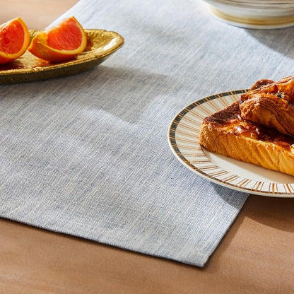 Rustic Cotton Linen Table Runner, 13x108 Inches Blue | Farmhouse Style Linen by ZEEMARTONLINE
