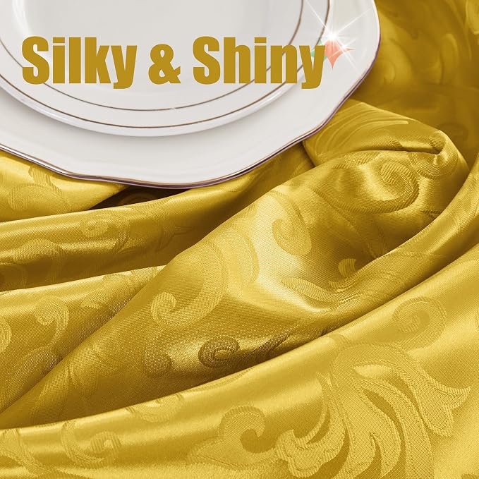 RUDONG M Gold Satin Table Runners, 12 x 108 Inch, 2 Pack | Long Silky Damask - Image 5