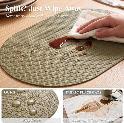 Woven Faux Leather Oval Placemats Set of 4/6 - Image 4