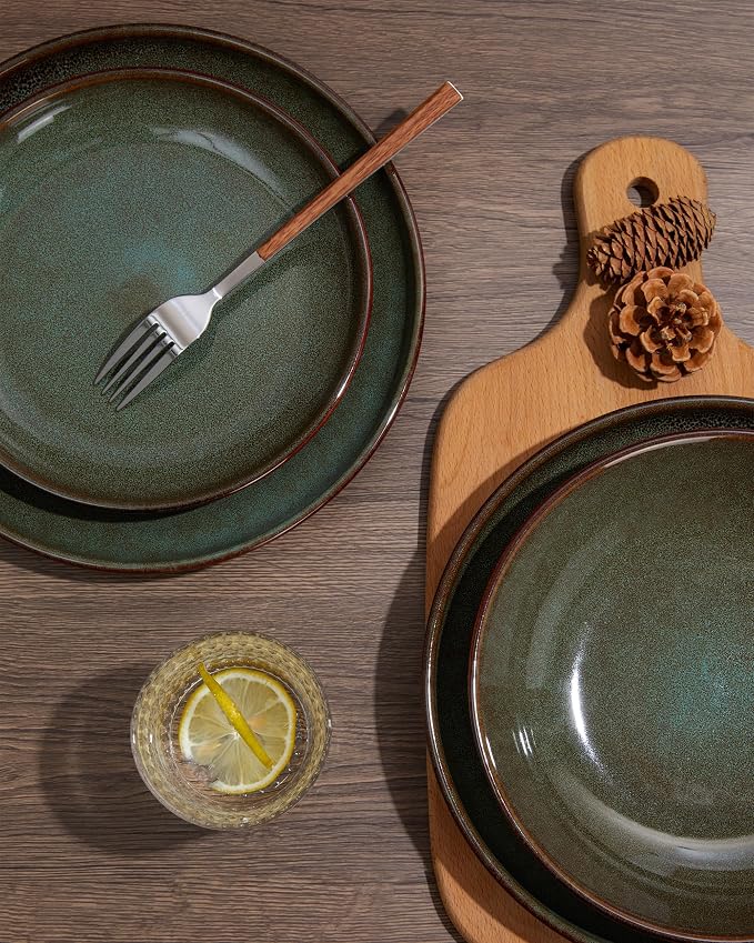 12 Piece Dinnerware Sets with Pasta Bowls, Stain Resistant Dish Set, Easy - Image 7