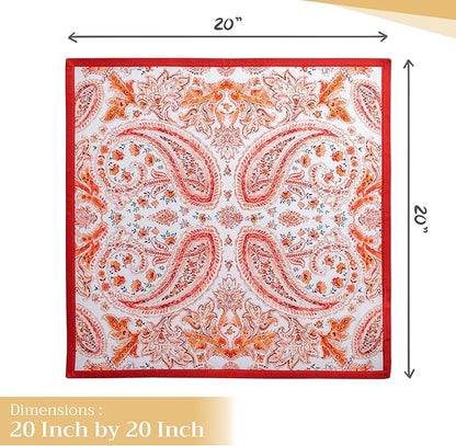 Maison d' Hermine Cloth Napkins Set of 4 100% Cotton for Thanksgiving Christmas Decorations Everyday Reusable Square Fall Napkins Cloth Washable Dinner Party (Orient, 20"x20")