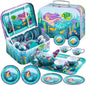 JOYIN Mermaid Tea Party Set for Little Girls, Pretend Tin Teapot Set, Princess by JOYIN