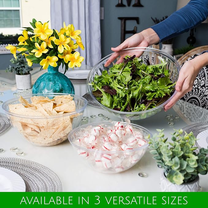 Disposable 96 Ounce Round Crystal Clear Plastic Pack of 4 Sets - Image 7