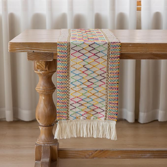Keketoarrange Boho Macrame Table Runner 12x36 Inch | Woven Burlap Rustic Runner - Image 6