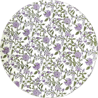ATOSII Mahoka 100% Cotton Round Spring Summer Tablecloth, Block Print Floral Table Cloth for Kitchen Dining Linen I Parties, Weddings, OutdoorsI 72" Inches Round, 4 Seater