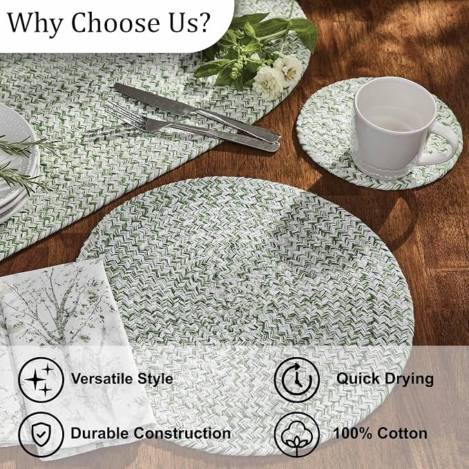 Park Designs Spice Bin Table Runner 60" x 14", Mint Braided | Cotton | Braided - Image 5