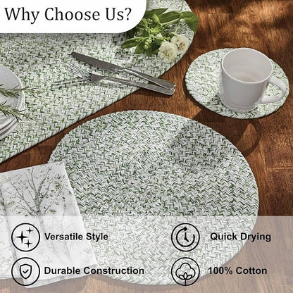 Park Designs Spice Bin Table Runner 60" x 14", Mint Braided | Cotton | Braided - Image 5