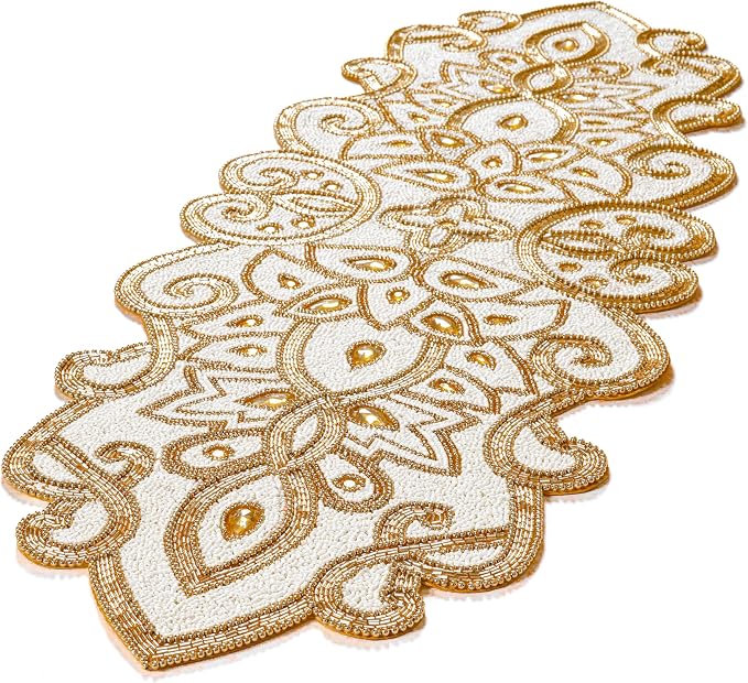 Beaded Table Runner Decorative Hand Glitz Rustic Farmhouse - Image 5