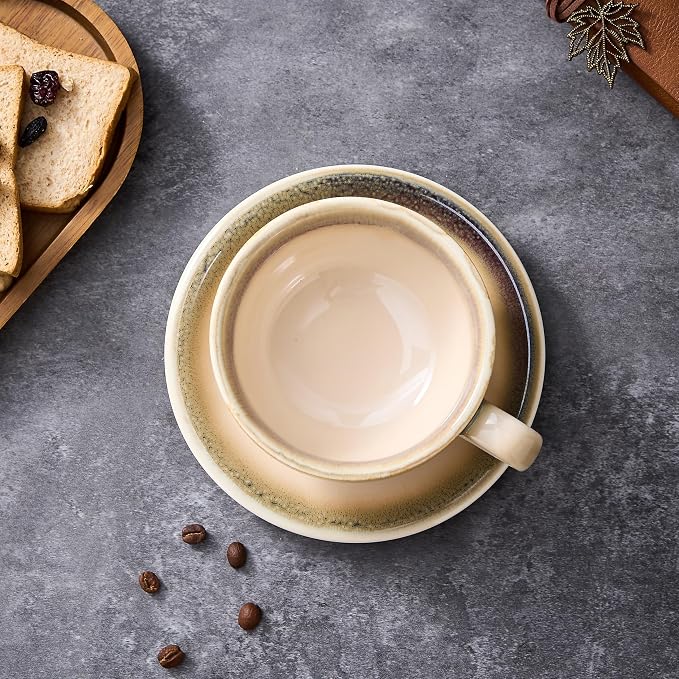Coffeezone Vintage Design 12 oz Ceramic Latte Art Cappuccino Barista Cup - Image 4