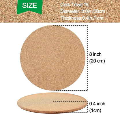 Cork Trivet, 8 Pack High Density Thick Cork Coasters Set - Image 2