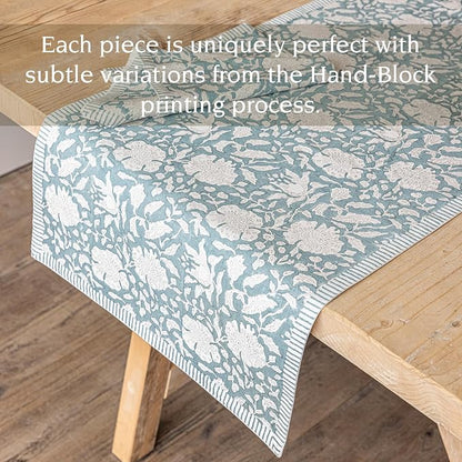 Over&Back 18x108 Hand-Blocked Printed Cotton Table Runner - Image 3