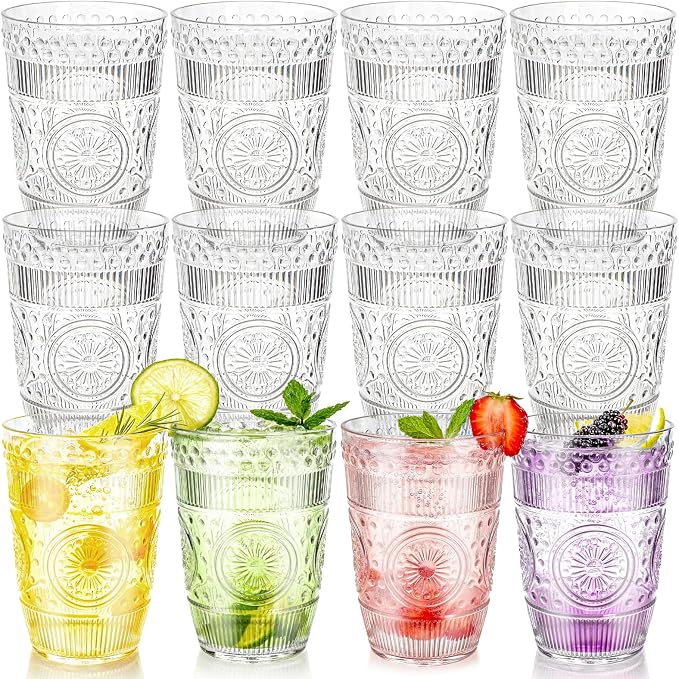Pumtus 12 Pack Clear Plastic Tumblers, 15 OZ Reusable Romantic Drinking Cup - Image 7