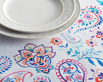 Maison d' Hermine Table Cloth Square Table 100% Cotton 54 x 54 Inches Tablecloth Reusable Decorative for Dining Room Farmhouse Home Valentines Day Decorations Spring Summer - Indian Floral