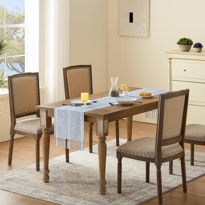 Hemstitched Farmhouse Table Runner, Cotton Linen Table Runners 60 Inches Long - Image 3