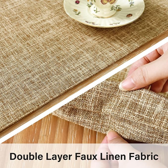 NEWISHER Reversible Double Layer Table Runner Faux Linen Fabric, 13x48inch | - Image 3