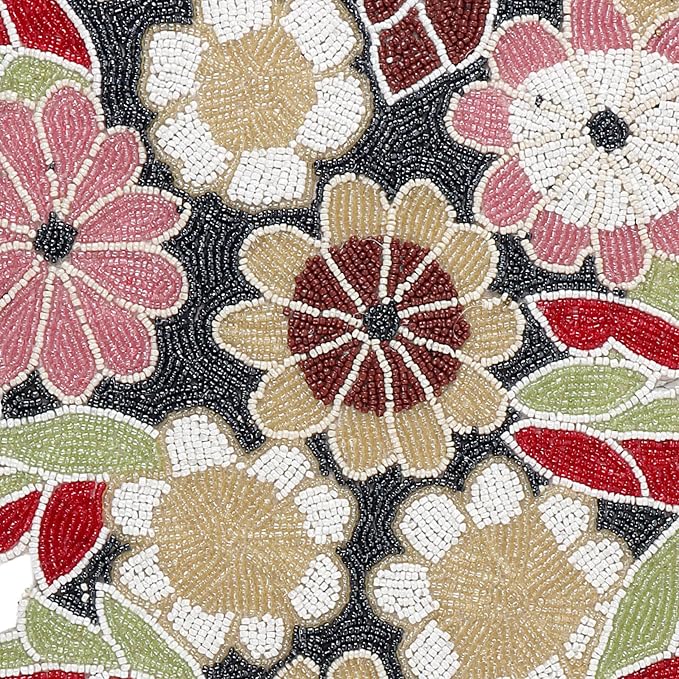 Floral Beaded Table Runner, 13x36 | Handcrafted glass beads, polyester backing - Image 3